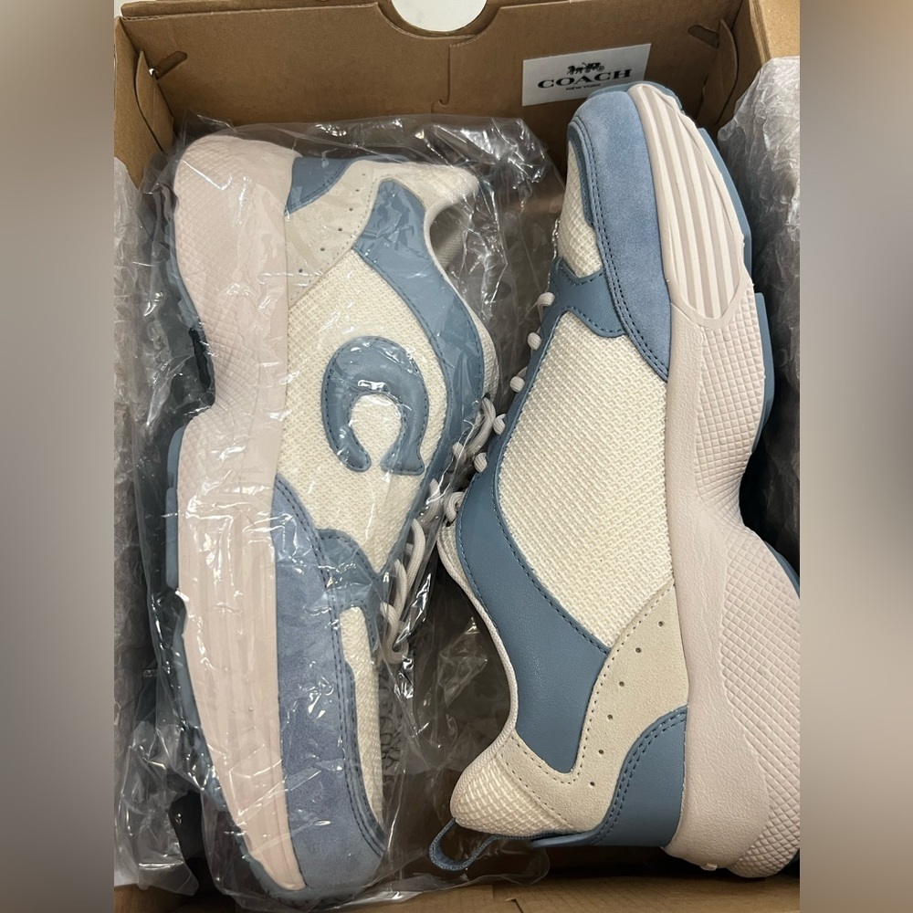 Coach Women's Blue and White Sneakers - Picture 10 of 14